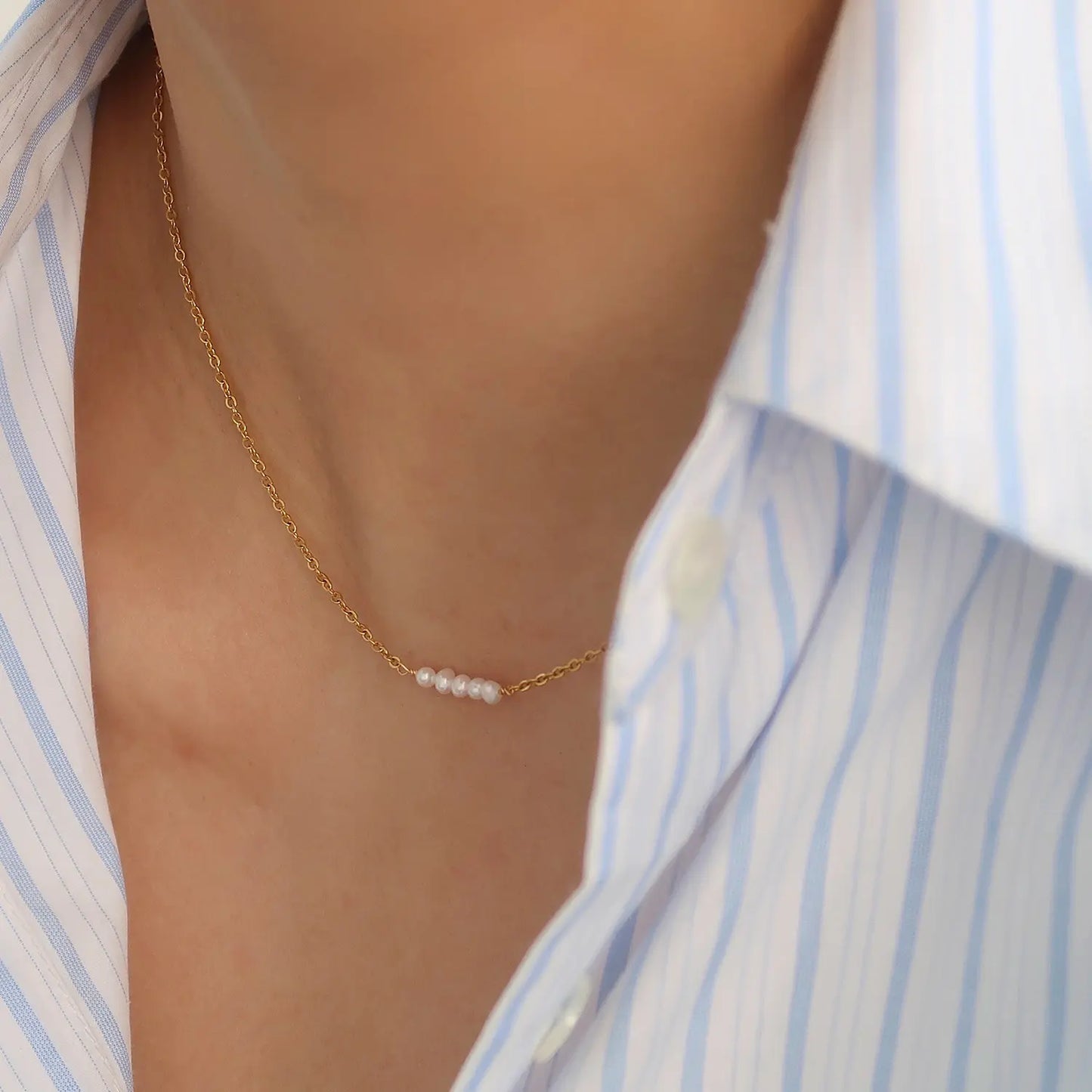 Myah Pearl Bar Necklace